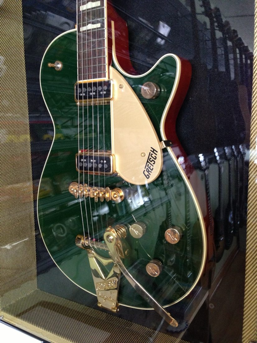 Green Gretsch guitar photographed at The Guitar Trader