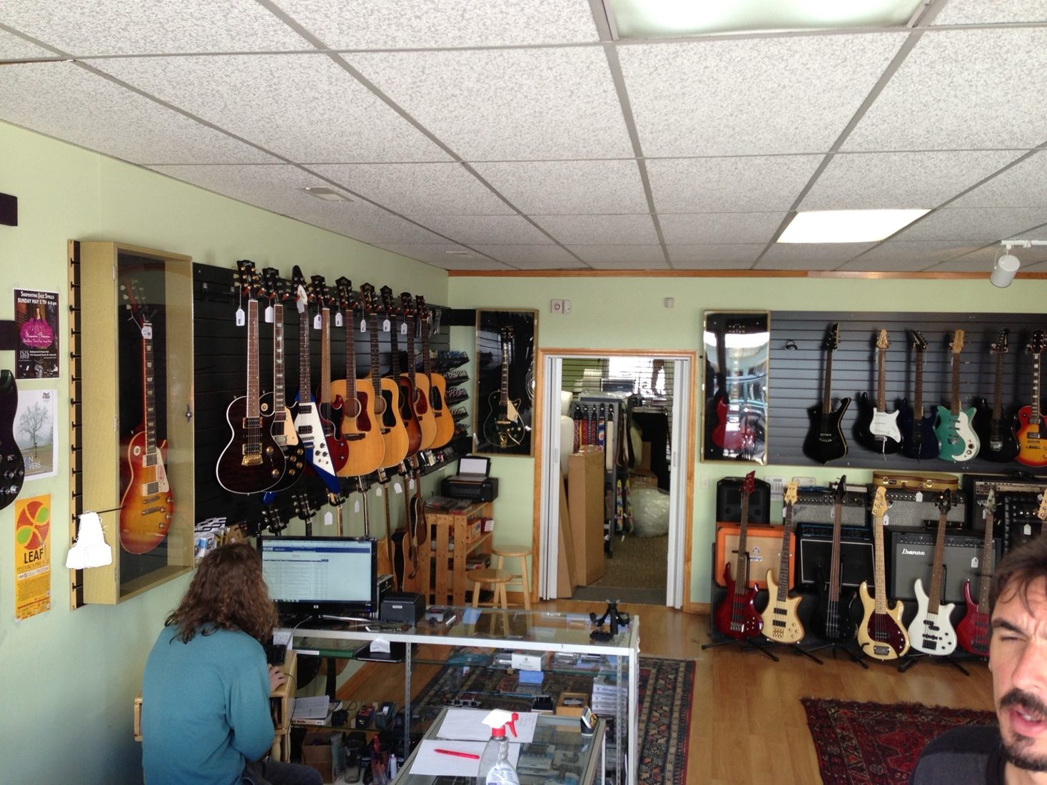 Interior of The Guitar Trader with guitars on display